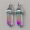 Glass Double Terminal Pointed Pendants LS-G-WH0016-41E-1