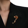 1Pc Rose Tangerine Rhinestone Brooch JEWB-LP0002-03-3