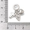 Brass Micro Pave Clear Cubic Zirconia European Dangle Charms KK-D431-033D-P-3