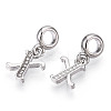 Platinum Rack Plating Alloy Rhinestone European Dangle Charms PALLOY-T048-36P-X-2