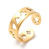 Spade & Club & Heart & Diamond Ion Plating(IP) 304 Stainless Steel Open Cuff Ring for Women RJEW-K245-47G-3