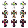 9Pcs 3 Colors Cross with Flower Silicone Focal Beads SIL-TA0001-96-1