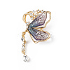 Resin Butterfly Brooch Pin with Crystal Rhinestone LS-JEWB-P016-05KCG-01-1