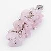 Natural Chip Rose Quartz Pendant Decorations HJEW-JM00214-01-1