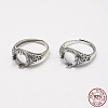Adjustable Thailand 925 Sterling Silver Solitaire Ring Settings STER-P033-31AS-5