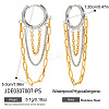 304 Stainless Steel Two Tone Chain Tassel Hoop Earrings FS-WG79814-02-1
