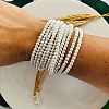 Adjustable Round Shell Pearl Multi-Strand Braided Bead Bracelets for Women WG86BBB-01-4