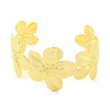 Flower Rack Plating Brass Open Cuff Bangles for Women BJEW-P322-05G-2