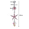 304 Stainless Steel Pave Cubic Zirconia & Plastic Pearl & Natural Shell Starfish Curved Barbell Dangle Belly Rings FS-WGCE39A-03-2