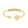 Star Brass Pave Clear Cubic Zirconia Open Cuff Bangles for Women BJEW-G704-03G-2