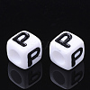 Acrylic Horizontal Hole Letter Beads X-PL37C9129-P-2