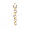 Rack Plating Brass Pave Cubic Zirconia Connector Charms KK-G458-02G-01-1