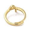 Rack Plating Brass Cubic Zirconia Arabic Letters Adjustable Rings for Women RJEW-S407-10G-04-3