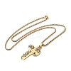 201 Stainless Steel Hollow Rose Cross Pendant Necklaces LS-NJEW-H065-31G-2