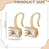 2Pcs Brass Cubic Zirconia Square Dangle Earrings EJEW-LP0007-019G-01-2