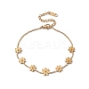 316 Stainless Steel Flowers Link Bracelet with Cable Chains for Women BJEW-G655-06G-1