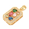 Brass Pave Colorful Cubic Zirconia Pendants KK-C264-14B-G-2