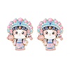 Peking Opera Cat Alloy Enamel Cabochons AL-CBA1A6F-04KCG-A-1