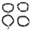 4Pcs 4 Style Natural Lava Rock & Black Agate & Hematite Beaded Stretch Bracelets Set BJEW-JB09508-1