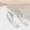 Brass Clear Cubic Zirconia Hoop Earrings EJEW-Q014-14P-1
