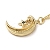 Golden Brass Crescent Moon Pendant Necklace with Rhinestone NJEW-Z015-01A-G-4