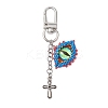 Evil Eye Glass Seed Loom & Cross Alloy Pendant Decoration HJEW-MZ00082-1