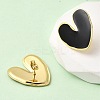 Heart 201 Stainless Steel Enamel Stud Earrings EJEW-Z151-12G-02-4