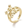 Brass Pave Cubic Zirconia Open Cuff Rings RJEW-M170-21G-1