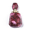 Assembled Synthetic Pyrite and Imperial Jasper Openable Perfume Bottle Pendants G-R481-13C-2