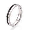 Black Enamel Grooved Line Finger Ring RJEW-I089-24A-1-1