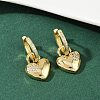 Brass Micro Pave Clear Cubic Zirconia Hoop Earrings EJEW-S275-01G-3