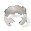 304 Stainless Steel Rhombus Open Cuff Ring for Women RJEW-I098-24P-3