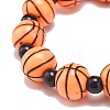 Sport Theme Acrylic Beaded Stretch Bracelet for Kids BJEW-JB08550-6