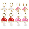 8Pcs 4 Styles Real 18K Gold Plated Rack Plating Brass Enamel Charms FIND-TA0006-02-1