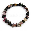 Unisex Chip Natural Multicolor Tourmaline Beaded Stretch Bracelets BJEW-S143-43-2