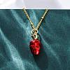 Brass FireBrick Enamel Pendant Necklaces for Women NJEW-K381-08C-G-2