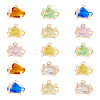 15Pcs Brass Micro Pave Cubic Zirconia with Glass Charms KK-TA0001-82-1
