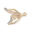 Brass Pave Light Sky Blue and Clear Cubic Zirconia Sea Animal Connector Charms LS-KK-M326-07B-G-2