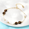 Brass Natural Freshwater Pearl Beaded Bracelets for Women BJEW-U046-01G-3