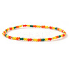 Summer Theme Glass Seed Bead & Brass Beads Stretch Bracelets MU3980-5-1