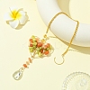 Wire Wrapped Natural Lemon Jade & Red Aventurine Chip Heart with Tree Pendant Decoration HJEW-FS00020-3