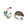 Ion Plating(IP) 304 Stainless Steel Chunky C-shape Stud Earrings EJEW-P198-05MC-2