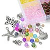 DIY Round Glass Imitation Opalite Beads & Alloy Pendants Bracelets Making Kits DIY-FS0006-39-3