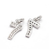 Real Platinum Plated Tone Brass Micro Pave Cubic Zirconia Number Charms ZIRC-E011-07-1