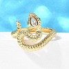 Brass Micro Pave Cubic Zirconia Cuff Rings for Women RJEW-D301-31G-5