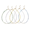 Natural Shell Heart & AB Color Plated Glass Faceted Rondelle Beaded Necklaces NJEW-JN05863-2