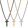 3Pcs 3 Colors Stainless Steel Cross Pendant Necklace with Box Chains NJEW-AN0001-76-1