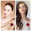 Cloth Rose with Crystal Rhinestone Brooch Pin JEWB-WH0028-12LG-5