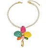 Iron Rhinestone & Raffia Flower Statement Necklace & Earrings Set WGE3BC3-01-3