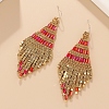 Boho Seed Bead Rhombus Tassel Earrings EJEW-Z072-02A-1